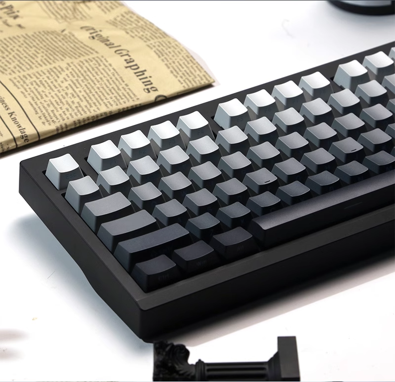 Gaming Keyboard Typewriter - Gradient Gray Side Printed Shine Through