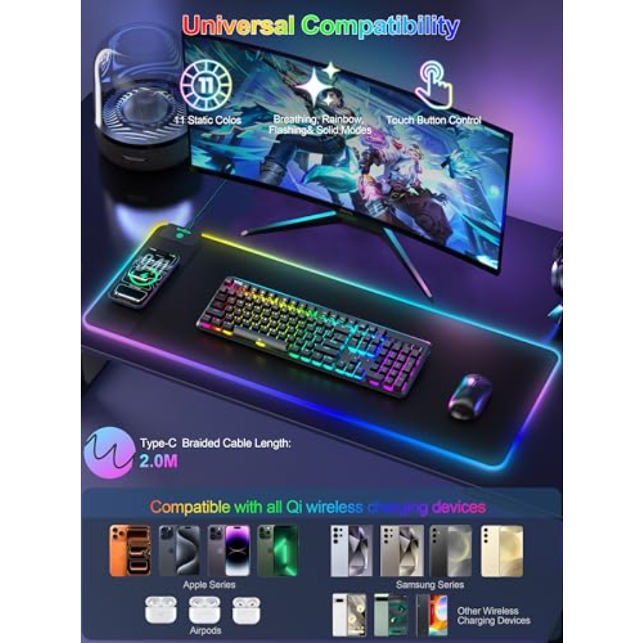 Mouse Pad with 15W Wireless Ch - Gaming Keyboard Number Pad incelemesi ve fiyatı