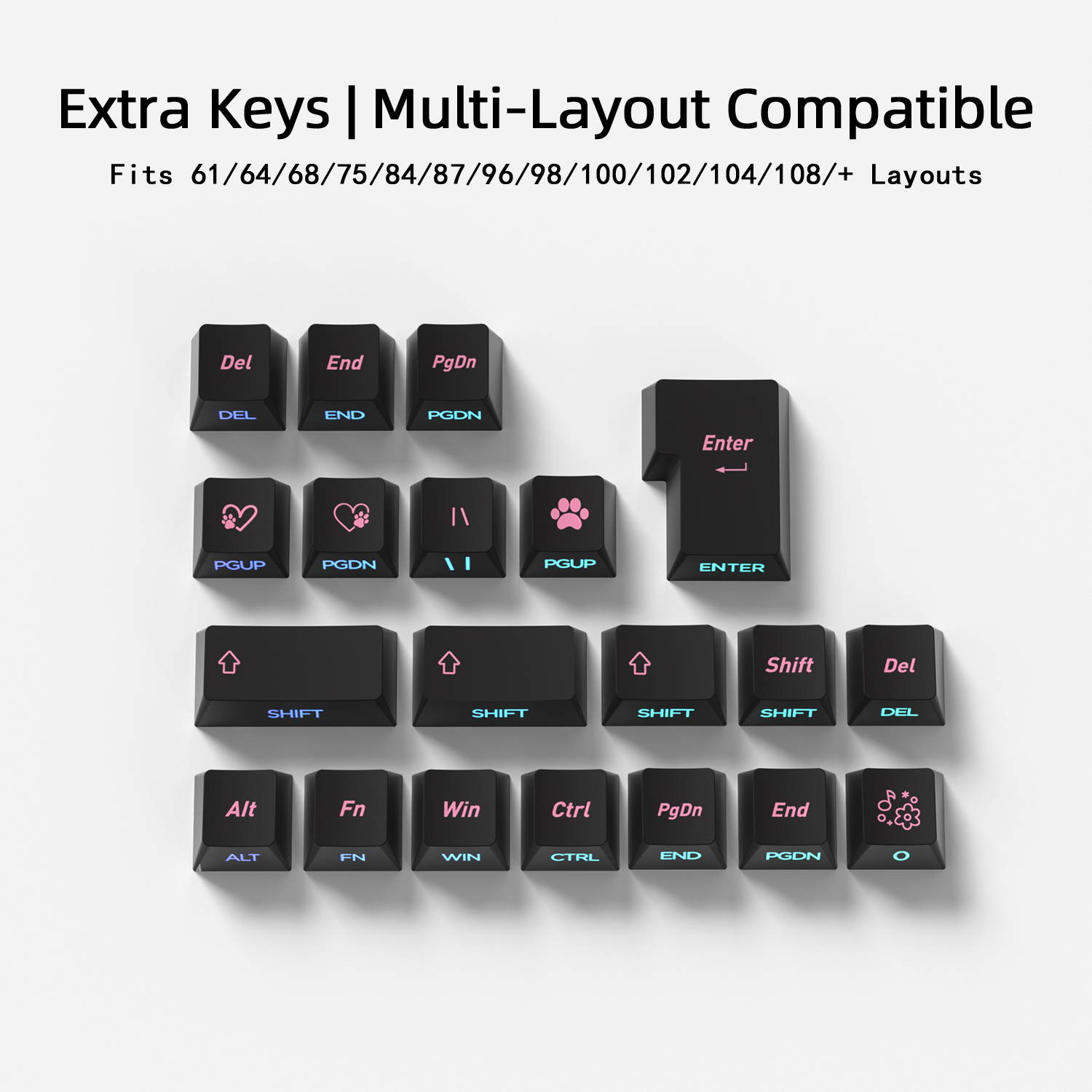 Black Pink Cat Korean Keycaps  - Gaming Keyboard Typewriter incelemesi ve fiyatı